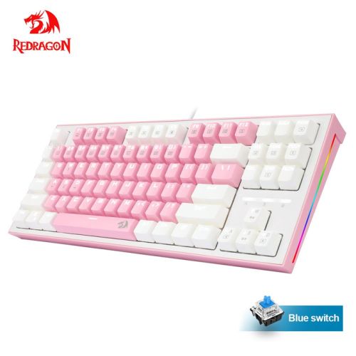 REDRAGON BES K611 USB Pink White Mechanical Gaming Keyboard - Blue Switch