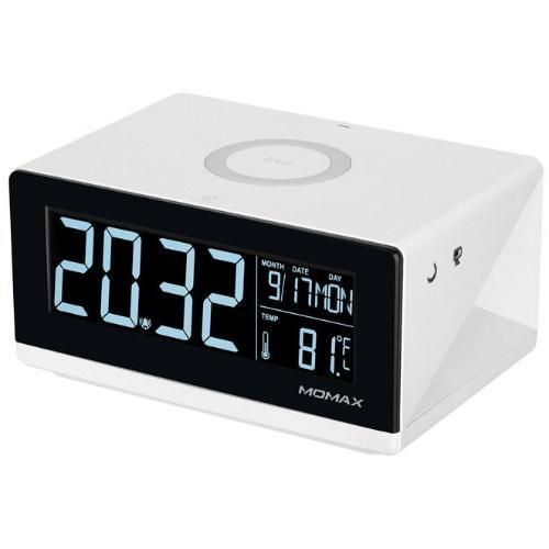 Momax Q.Clock  Digital Clock with Wireless Charger White