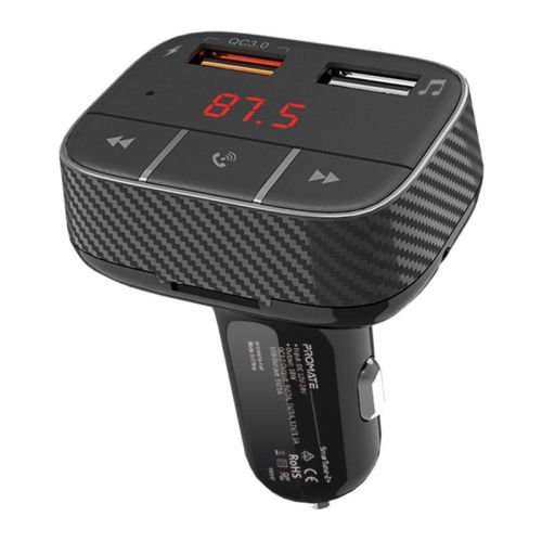 PROMATE smarTune-2+ Car Wireless FM Modulator With Quick Charge 3.0 Port - Black