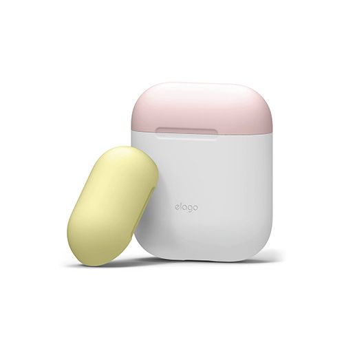 Elago Duo Case for Airpods - Body-White / Top-Pink,Yellow