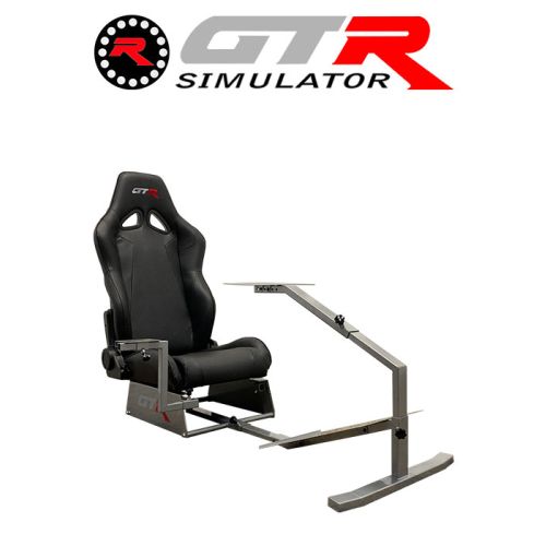 GTR Simulator Touring Model Simulator with Silver Frame and Adjustable Leatherette Racing Seat - Black