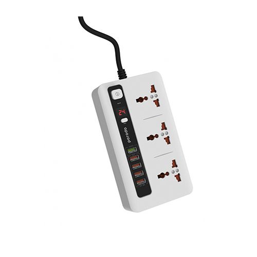 PORODO POWER SOCKET & USB HUB(QC3.0 X5USB) - WHITE
