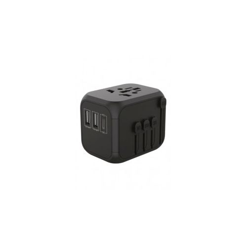 POWEROLOGY UNIVERSAL TRAVEL ADAPTER WITH POWER DELIVERY - GREY