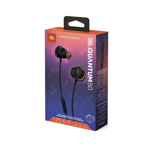JBL Quantum 50 Wired in-ear gaming headset with volume slider and mic mute - Black