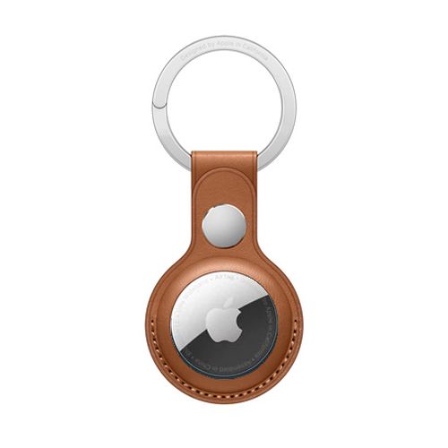 Apple AirTag Leather Key Ring - Saddle Brown