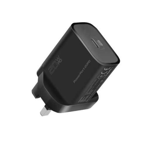 PROMATE PowerPort-20PD 20W Power Delivery USB-C Wall Charger - Black