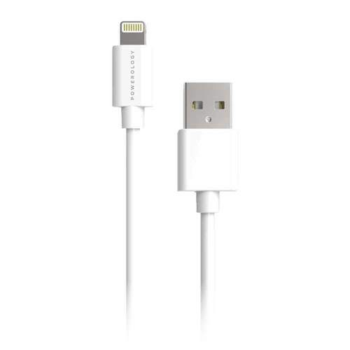 Powerology Data &amp; fast Charge(1.2/4ft) USB to Lighting Cable-White