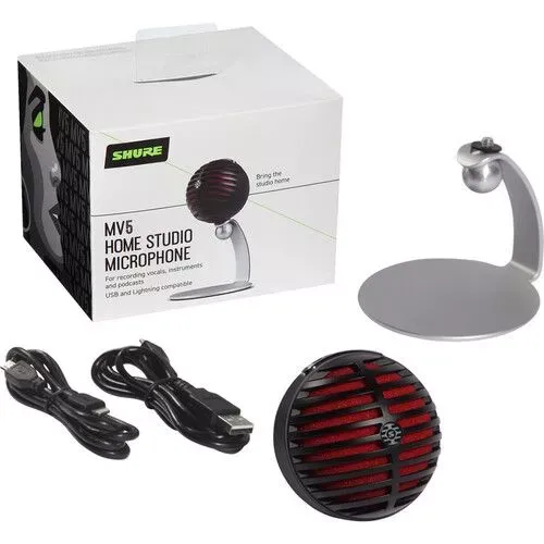 SHURE MV5-B-DIG MOTIV MV5 CARDIOID USB/LIGHTNING MICROPHONE FOR COMPUTERS AND IOS DEVICES (BLACK) - 31678