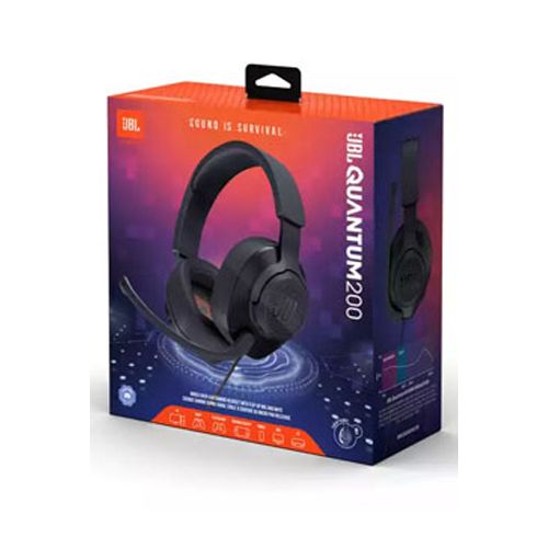 JBL Quantum 200 Wired over-ear gaming headset with flip-up mic - Black