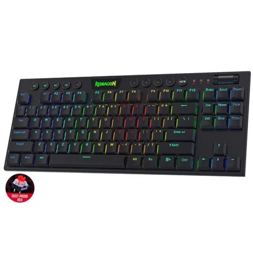 Redragon HORUS TKL Wireless RGB Mechanical Black Gaming Keyboard - (Dust-proof Red Switch)