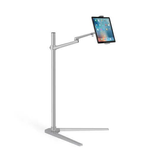 Gamvity Height-adjustable Triangle Floor Stand For Tablet, Laptop & Pc Display – Silver