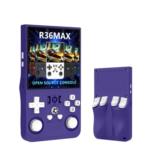 R36 Max Retro Handheld Game Console With 64g Built-in 10000+ Games - Indigo Blue