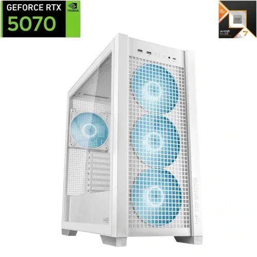 Asus Tuf Amd Ryzen 7 9000series 9800x3d Rtx 5070 12gb Gaming Pc - White
