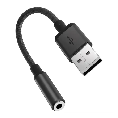 Porodo Audiolink Female 3.5mm To Usb-a Audio Jack Adapter - Black