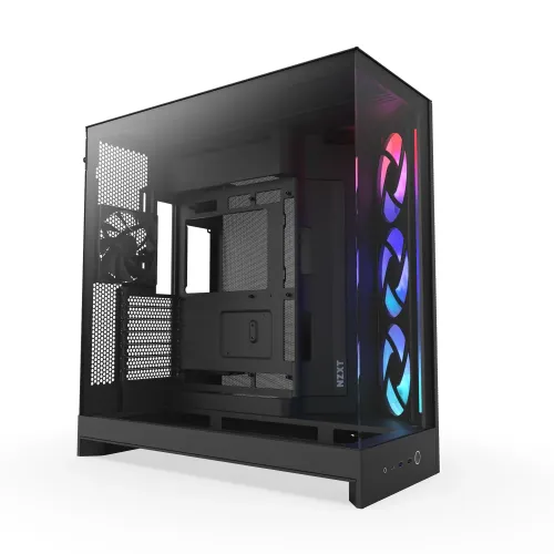 Nzxt H9 Flow Rgb (2025) Dual-chamber Mid Tower Case With Rgb Fans - Black