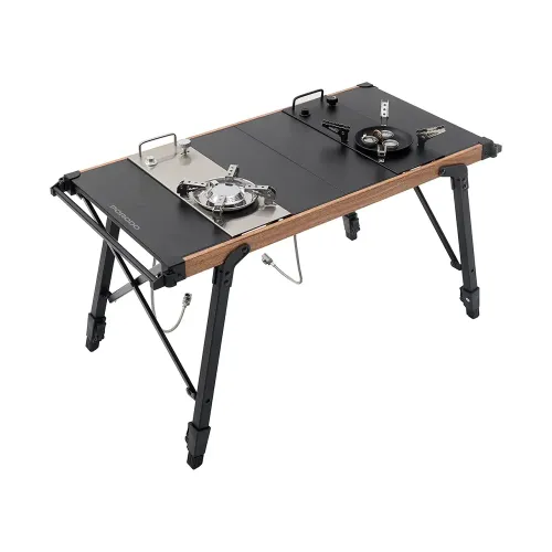 Porodo Lifestyle Cooking Set Dual Stove Camping Table - Black