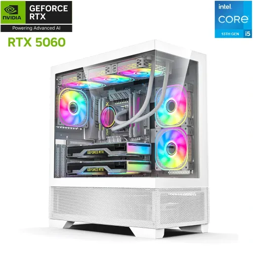 Lovingcool Lc-100jpro Intel Core I5-13th Gen Rtx 5060 Gaming Pc - White