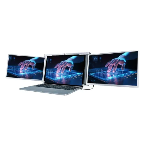 Powerology Dual Screen Portable Monitor - Silver