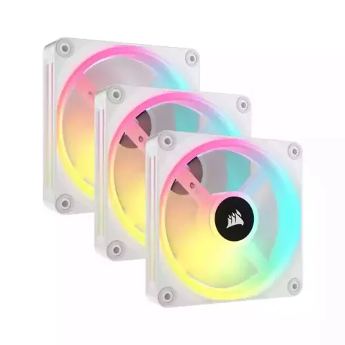 Corsair Icue Link Qx120 Rgb - 3 X 120mm Pwm Pc Fans Starter Kit With Hub - White