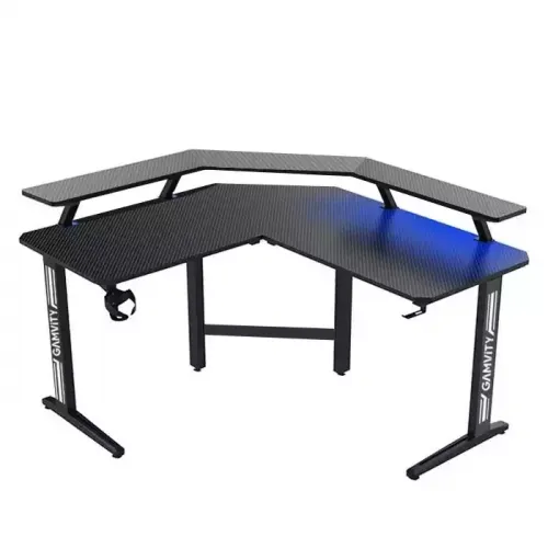 Gamvity Gaming Corner Modern L Shaped Computer Desk (130/130x54x75)cm - Black Tr-l