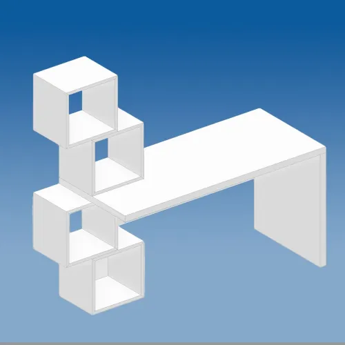 Gaming Desk With Detachable Cube Shelves – White