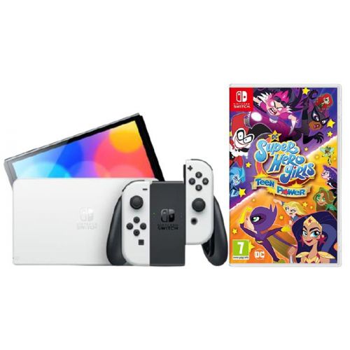 N.S – OLED Model w/ White Joy-Con - White WIith Free N.S DC Super Hero Girls: Teen Power- R2