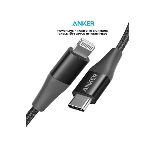 Anker PowerLine + II USB-C To Lightning (1.8m/6ft) Black-Black
