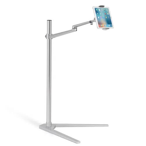 Smartphone And Tablet Floor Stand/holder For Upto 14" Ipad And Tablet - Silver