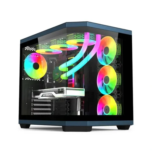 Acer V950 Mid Tower Two Panel Front & Left Side Tempered Glass Case with 7 RGB Fans - Black