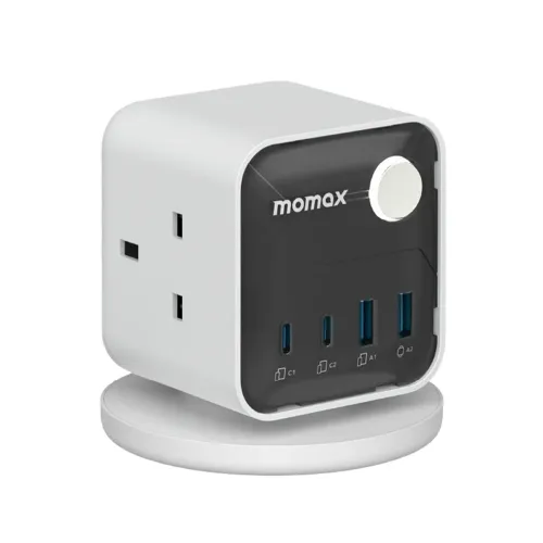 Momax 1-Charge Work Flow 3-Outlet GaN Power Cube 30W with USB Ports - White (US20UKW)