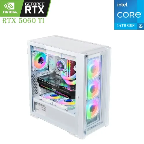 Gaming Pc Intel Core I5-14th Gen Rtx 5060 Ti 16gb, 1tb Ssd, 16gb Ram White
