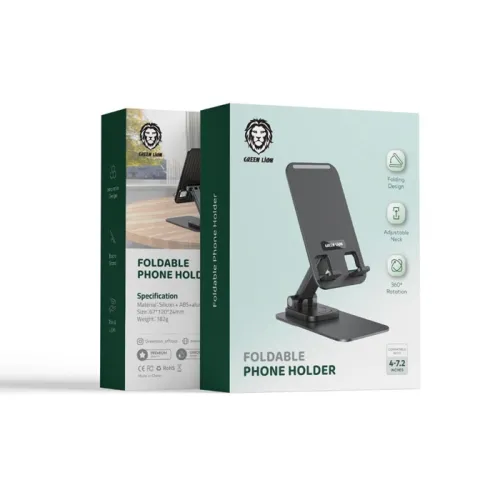 Green Lion Foldable Phone Holder - White