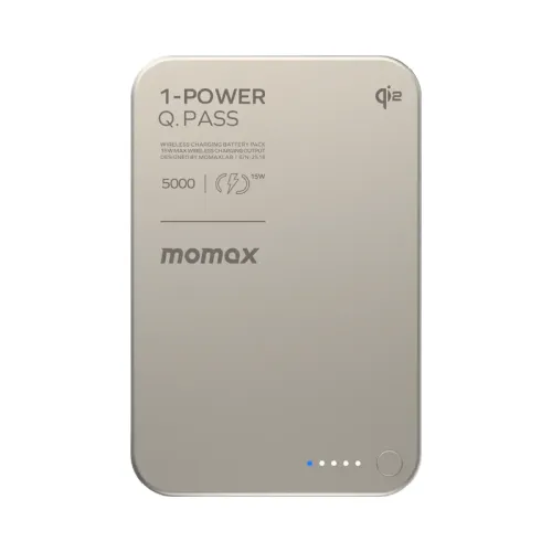 Momax 1-Power Q.Pass Qi2 Magnetic Wireless Power Bank 5000mAh - Titanium