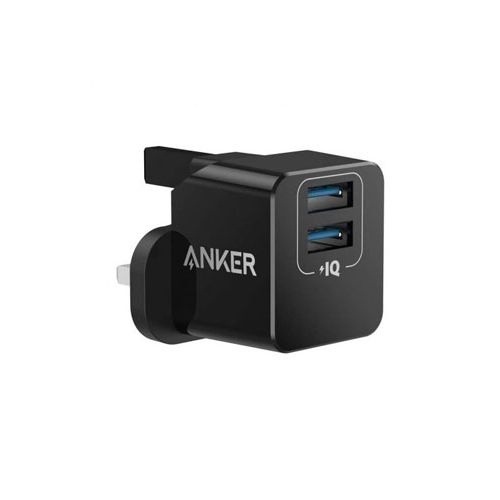Anker PowerPort mini 12W Dual Port USB A Wall Charger – Black