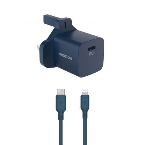 Momax Fast Pro USB-C PD-Set (Adapter + Lightning to USB-C Cable 1.2m) - Blue