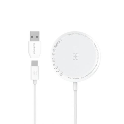 PROMATE AuraMag-15W 15W Ultra-Fast Magnetic Wireless Charger - White