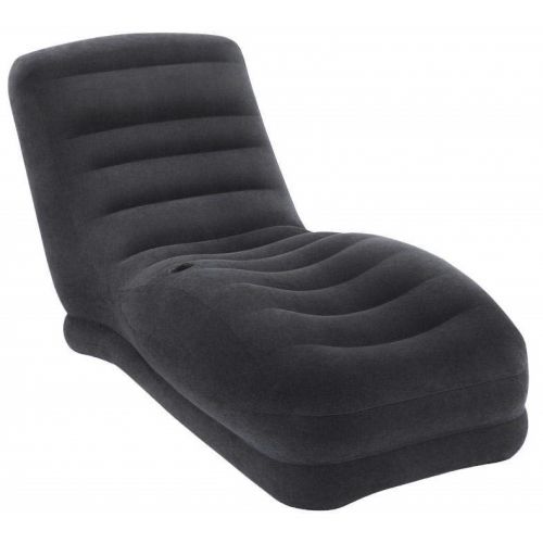 Intex Air Furniture Inflatable Mega Lounge Reclining Chair High Backrest and Long Seat - Black