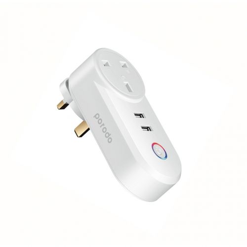 Porodo Lifestyle Dual USB-Port Smart Wifi Plug UK 16A - White