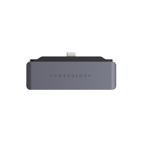 Powerology 4 in 1 USB-C Hub with HDMI USB Aux - Gray