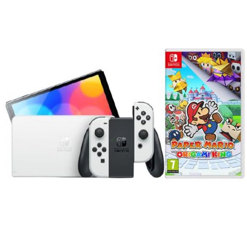 N.S – OLED Model w/ White Joy-Con - White WIith Free N.S Paper Mario : The Origami King R2