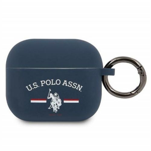 US Polo ASSN Silicone Horses Flag Case for Airpods 3 - Navy Blue