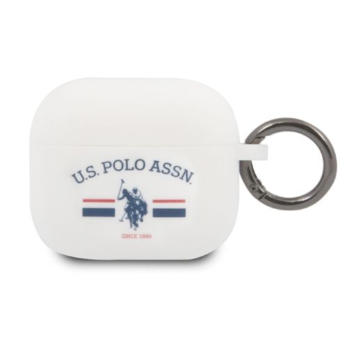 US Polo ASSN Silicone Horses Flag Case for Airpods 3 - White