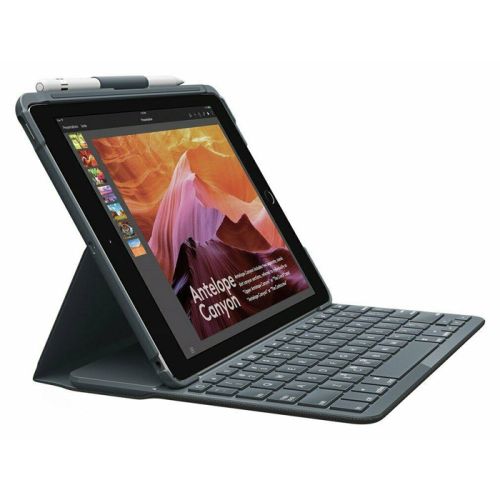 Logitech Slim Folio With Integrated Bluetooth Keyboard for iPad (5th and 6th Gen)- Black