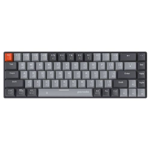 Porodo 68-Keys Wireless Mechanical Keyboard ( English / Arabic ) - Gray