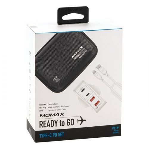 Momax Ready To Go Pack(66w) 4Port Adapter With Lightning to Typc-C Cable - White