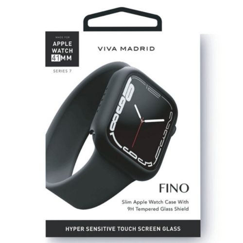 Viva Madrid Fino Slim Screen Case with Glass Sheild for Apple Watch 41mm - Black