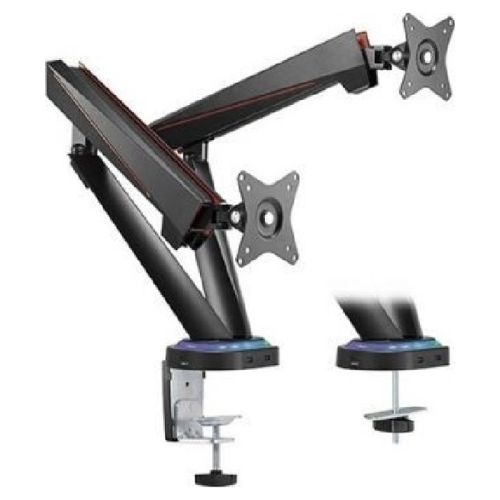 Twisted Minds Dual Monitors Spring Assisted Pro Gaming Arm With USB/Audio/Mic Ports - Black | TM-39-C012U