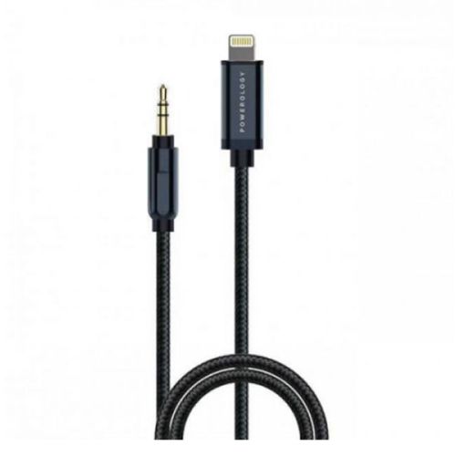 Powerology Lightning to AUX Aluminum Braided Audio Cable - 1.2m Grey