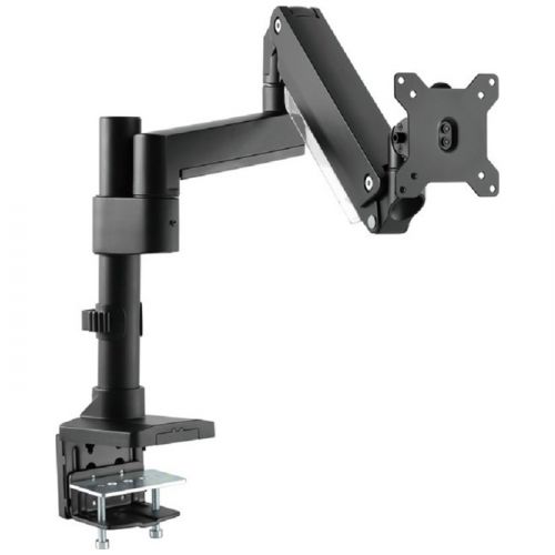 GAMEON GO-2083 Pole-Mounted Aluminum Heavy-Duty Spring-Assisted Single Monitor Arm For Gaming And Office Use, 17" - 49", Flat Monitor Up To 18 KG & Curve Monitor Up To 14 KG, Black