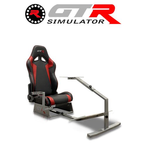 GTR Simulator Touring Model Simulator with Silver Frame and Adjustable Leatherette Racing Seat - Black/Red